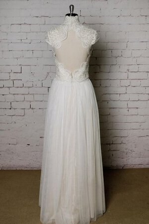 Robe de mariée naturel textile en tulle avec décoration dentelle avec manche courte ligne a - Photo 2