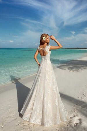 Robe de mariée romantique delicat avec perle au bord de la mer avec manche courte - Photo 3