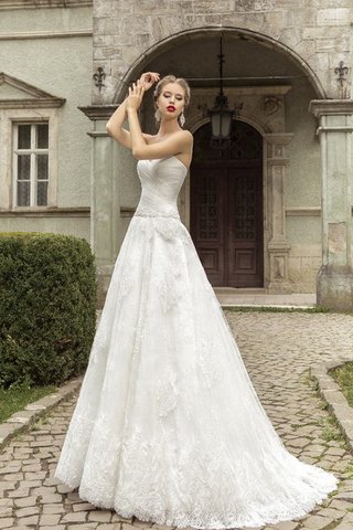 Robe de mariée naturel col en forme de cœur appliques cordon avec sans manches - Photo 1