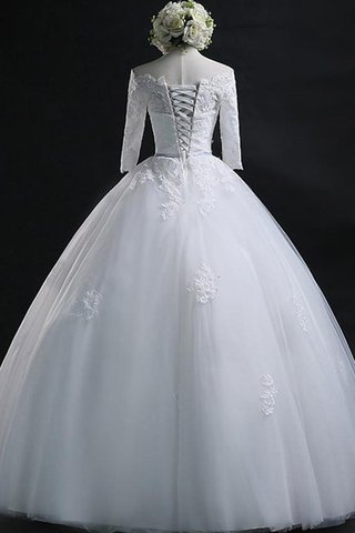 Robe de mariée plissé de mode de bal avec ruban col u profond avec manche 3/4 - Photo 2