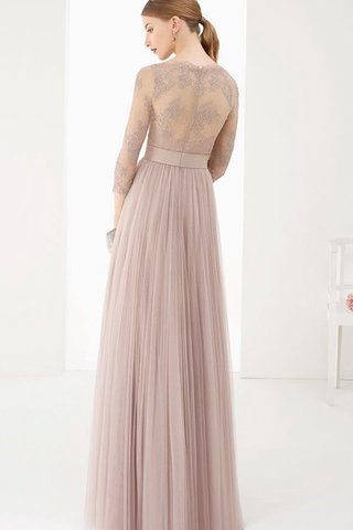 Robe de bal simple plissage avec fleurs en tulle col en bateau - Photo 2