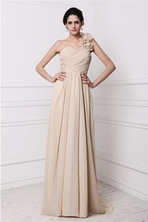 Robe de bal plissage naturel avec fronce avec zip d'épaule asymétrique - Photo 1