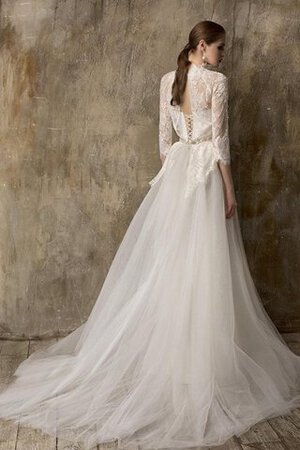 Abito da Sposa A-Line stravagante conservatore in Pizzo con Tre Quarti Lunghezza Maniche moda - Foto 2