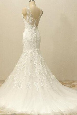 Robe de mariée intemporel plissage de sirène appliques jusqu'au sol - Photo 3