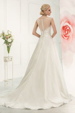 Robe de mariée ligne a avec manche épeules enveloppants avec fronce encolure ronde avec perle - Photo 3