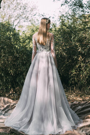 Robe de mariée attrayant textile en tulle jusqu'au sol moderne longue - Photo 5