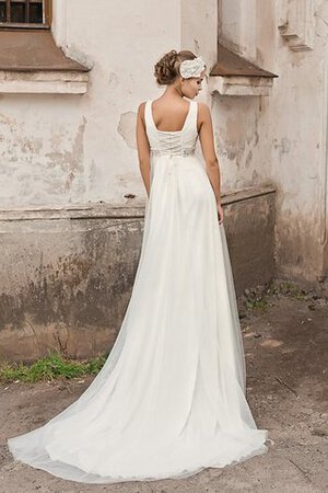 Abito da Sposa Semplice con Perline V-Scollo Allacciato in Chiffon alta vita - Foto 3