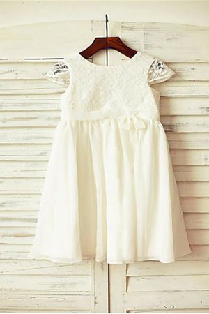 Robe de cortège enfant naturel avec chiffon de princesse encolure ronde avec fleurs - Photo 2