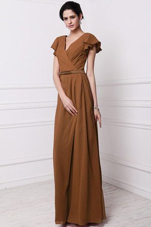 Robe demoiselle d'honneur plissé longue en chiffon avec fronce en forme - Photo 3