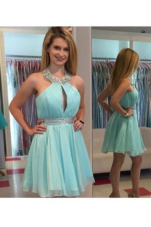 Robe de cocktail bref avec perle avec chiffon de princesse de dos nu - Photo 1