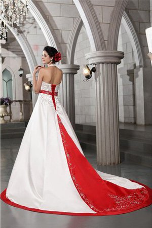 Robe de mariée longue a-ligne avec sans manches v encolure de princesse - Photo 2