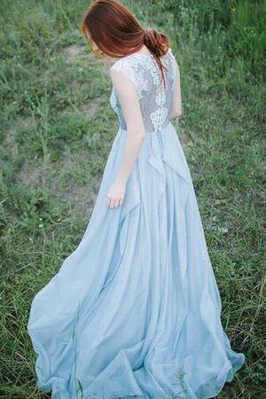 Robe de mariée au bord de la mer a-ligne au niveau de cou avec sans manches avec chiffon - Photo 7