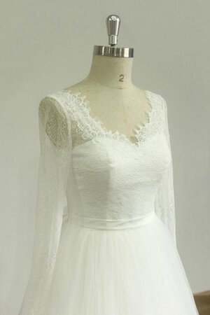 Robe de mariée elégant festonné ligne a v encolure en tulle - Photo 3