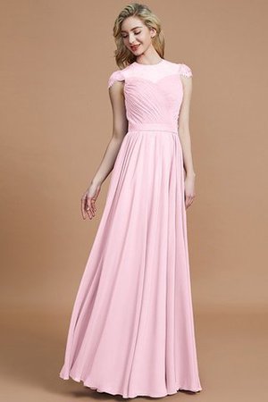 Robe demoiselle d'honneur naturel avec chiffon ligne a de princesse jusqu'au sol - Photo 27