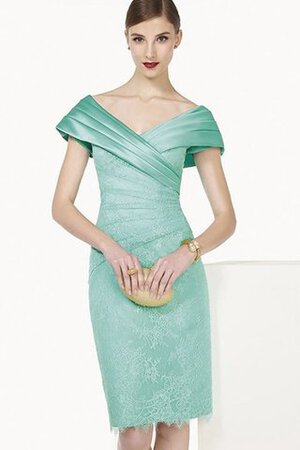 Robe de bal ruché de col en v avec manche épeules enveloppants en forme en satin - Photo 1