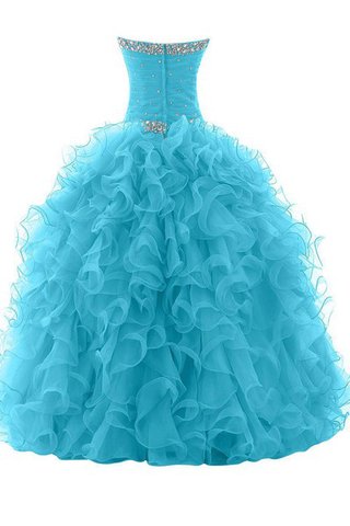 Organza Perlenbesetztes normale Taille Ärmelloses luxus bodenlanges Jugendweihekleid - Bild 2