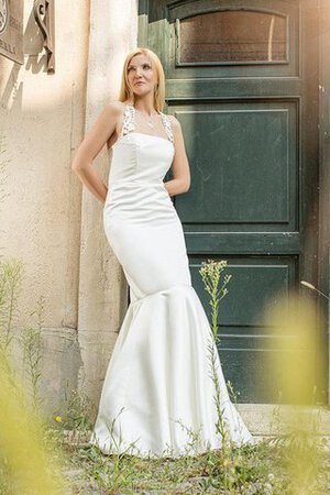 Vestido de Novia de Corte Sirena en Satén de Escote halter de Cremallera de Natural - Foto 2