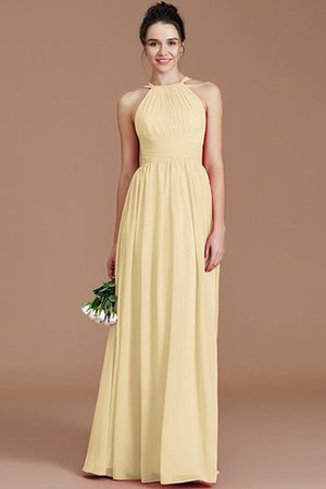 Robe demoiselle d'honneur naturel en chiffon ruché manche nulle fermeutre eclair - Photo 10