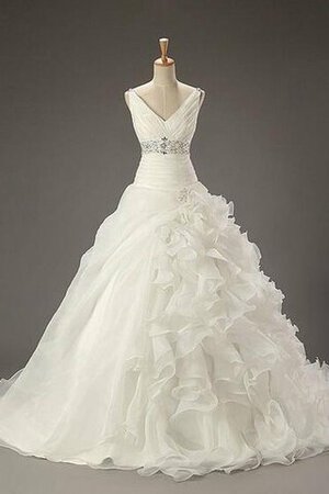 Robe de mariée romantique modeste avec fleurs pendant appliques - Photo 1