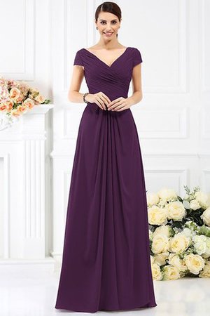 Robe demoiselle d'honneur plissage longue avec fronce a-ligne avec chiffon - Photo 13