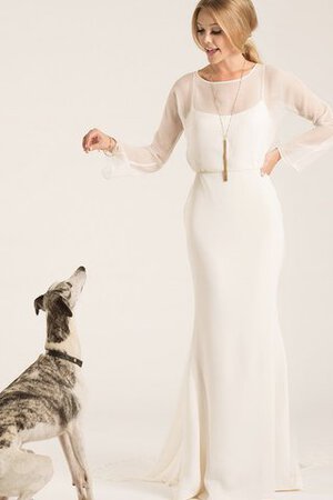 Robe de mariée décontracté naturel encolure ronde au drapée avec manche longue - Photo 1