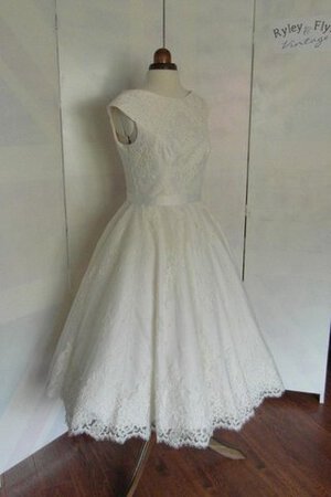 Robe de mariée simple vintage ligne a avec zip avec manche épeules enveloppants - Photo 1