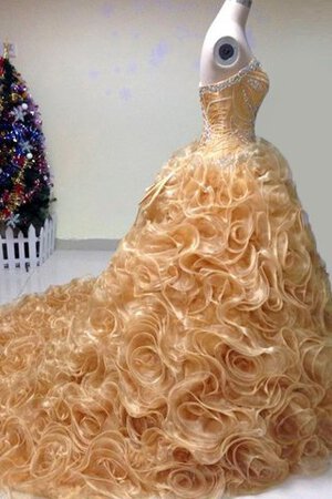 Robe de quinceanera long avec perle a-ligne col en forme de cœur appliques - Photo 3