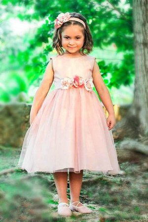 Abito da Cerimonia Bambini in Tulle Senza Maniche con Fiore con Nastro con Fusciacca alta vita - Foto 1