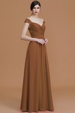 Robe demoiselle d'honneur naturel en chiffon de princesse de col en v a-ligne - Photo 10