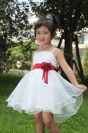 Prinzessin Ärmelloses Mini Blumenmädchenkleid mit Spaghettiträger aus Organza - Bild 1