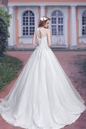 Abito da Sposa Tondo Naturale in Tulle A Terra radiosa con Applique - Foto 3