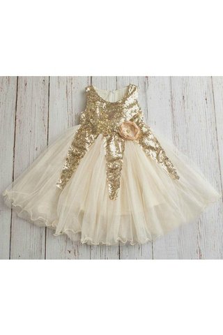 Robe de cortège enfant plissage pailleté de tour de ceinture empire avec perle de lotus - Photo 2