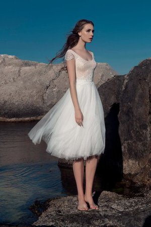 Moderno Vestido de Novia en Encaje de Mangas Illusion de Playa de Manga corta - Foto 1