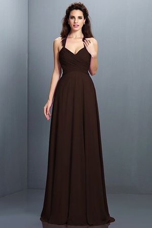 Normale Taille Nackenband Chiffon Sittsames Brautjungfernkleid mit Reißverschluss - Bild 7