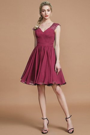 Abito da Damigella in Chiffon Mini A-Line Al Ginocchio Senza Maniche - Foto 10