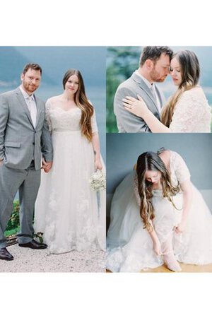 Elegante Vestido de Novia de Hasta el suelo de Cremallera de Plisado - Foto 1