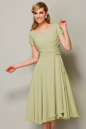 Robe demoiselle d'honneur courte naturel en forme de lotus col en bateau - Photo 8