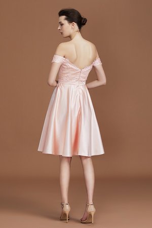 Robe demoiselle d'honneur de princesse ligne a en satin accrocheur avec manche courte - Photo 2