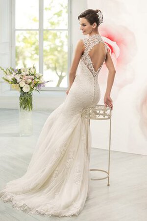 Spitze Perlenbesetztes Ärmelloses Meerjungfrau glamouröses Brautkleid mit Applikation - Bild 3