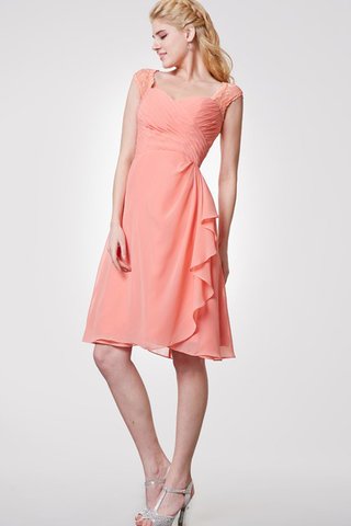 Robe demoiselle d'honneur romantique derniere tendance ruché ligne a avec manche courte - Photo 2