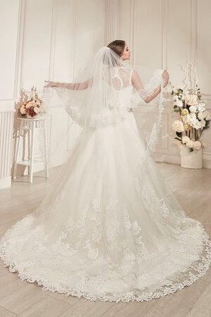 Robe de mariée intemporel naturel avec perle avec lacets manche nulle - Photo 3