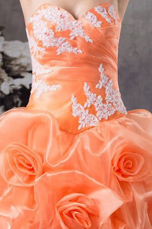 Abito Quinceanera con Increspature con Fiore Ball Gown Cuore con Applique - Foto 7