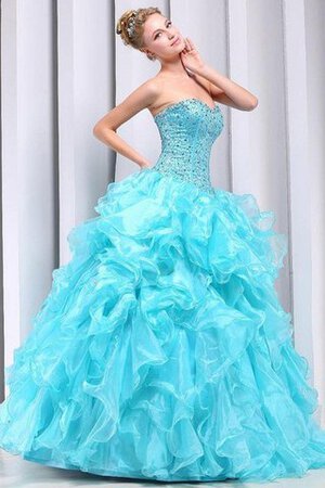 Abito dal Dolce Sedici Allacciato Senza Maniche Naturale Ball Gown con Increspature A Terra - Foto 6