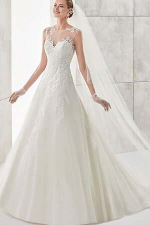 Abito da Sposa Senza Maniche A-Line classico decorato Elegante con Applique - Foto 1