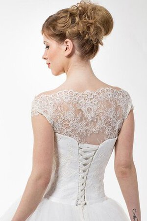 Abito da Sposa Barchetta Ball Gown con Manica Corte con Piega Allacciato Cappellino - Foto 4