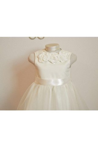 Robe de cortège enfant naturel plissé de lotus de col haut en tulle - Photo 2