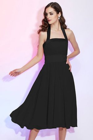 Normale Taille Mini Bescheidenes Brautjungfernkleid aus Chiffon mit Plissierungen - Bild 3