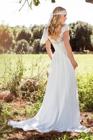 Etui V-Ausschnitt langes glamouröses Brautkleid mit Applike mit gekappten Ärmeln - Bild 3