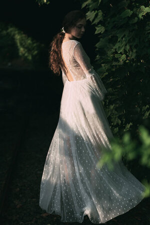 Robe de mariée au niveau de cou angélique en dentelle simple chic - Photo 3