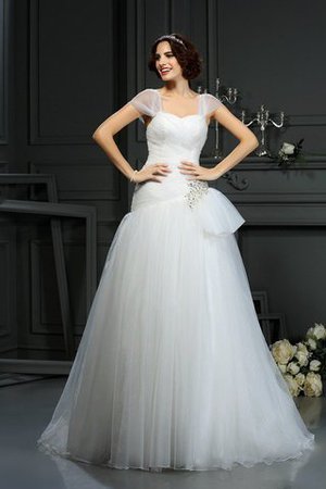 Ärmelloses Organza Prinzessin Zeitloses Brautkleid mit Gericht Schleppe - Bild 1